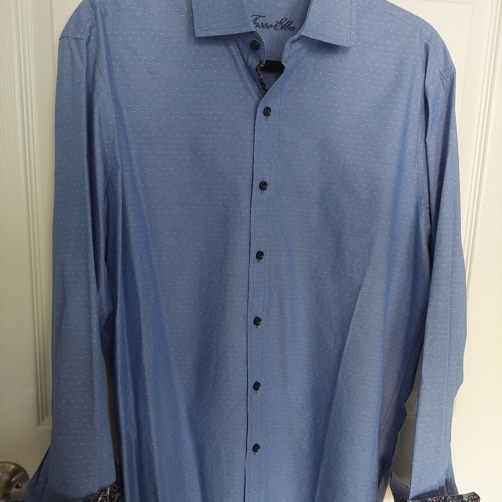 Tasso Elba Blue New Never Worn Casual / Dress Shirt Size L.